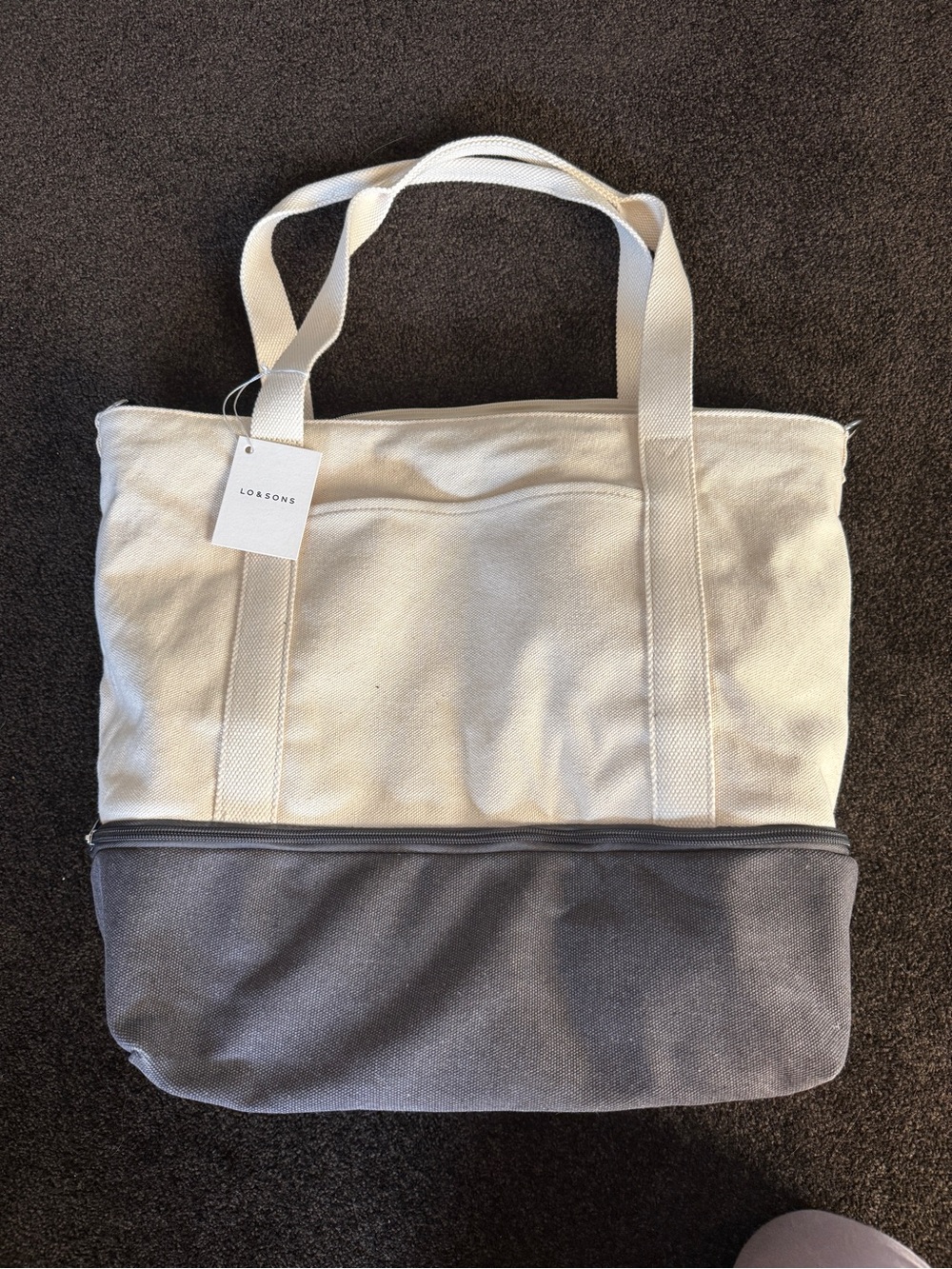 Lo & Sons Catalina delux tote Two-Tone Cream and Gray Travel Tote
